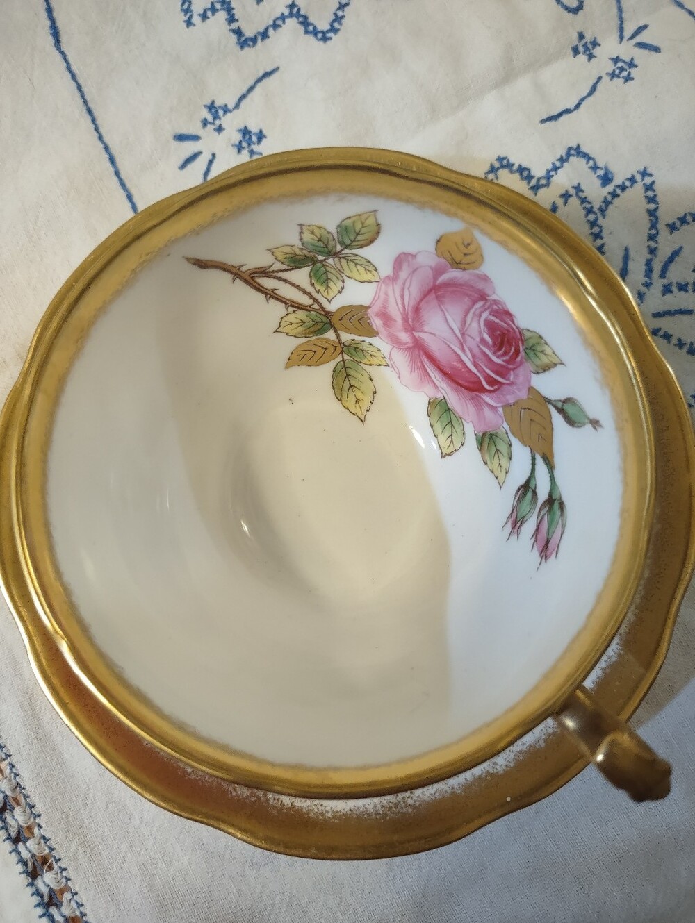 VTG Adderley Strafford England Porcelain Teacup Saucer Pink Rose with Gold Trim - Picture 8 of 15
